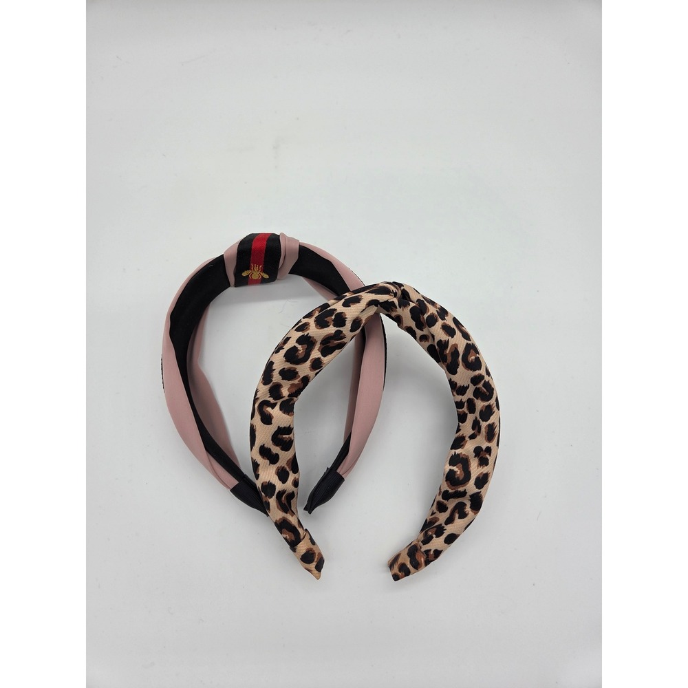 Womens Headband Set OS Pink Leopard Excellent Bee Accent Knotted Unbranded
